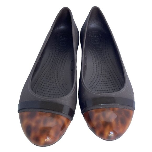 CROCS Black and Brown Flats - Picture 1 of 11